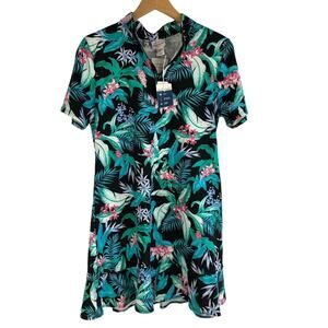 Tommy Bahama Tropical Floral Golf Dress + Shorts Women L‎ Teal Tennis Prep NWT